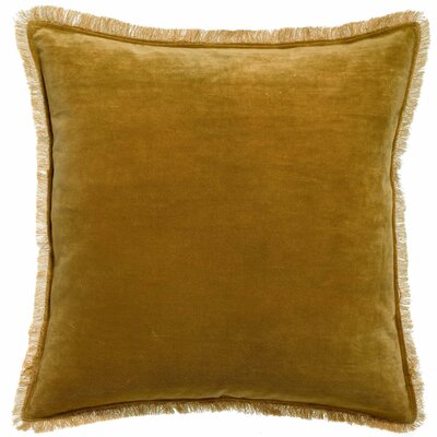 Brons velvet cushion with fringes 45x45