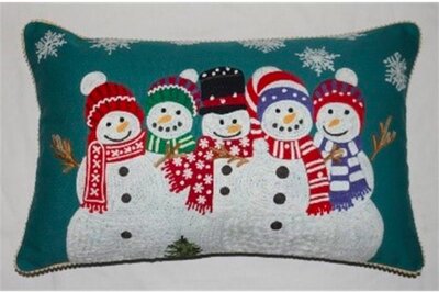 Kussen met sneeuwpoppen - groen 40x60
