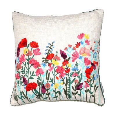 Hand-woven decorative cushion with flowers 45x45