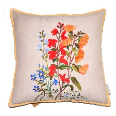 Cotton cushion wild flowers Yellow trim 45x45 cm