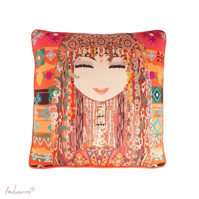 Sierkussen - Yanka - geborduurd - Oranje - 50x50cm