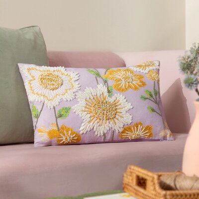 Kussenhoes – Chrysantha Geborduurd – Lila – 30x50 cm 