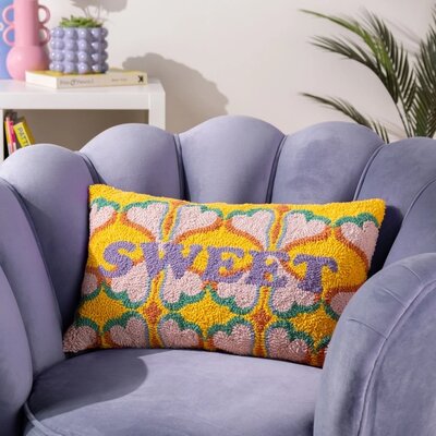 Decorative cushion – Sweet knitted – Yellow/Pink – 30x50 cm