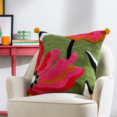 Kussenhoes – Poppy – Kaki/Roze – 50x50 cm