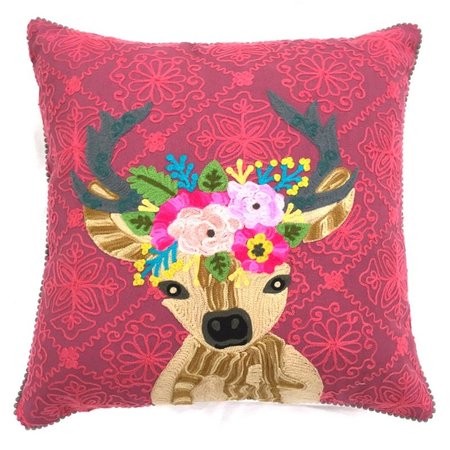 Handgeborduurd hert - rood