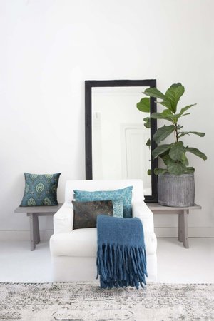 Wollen plaid - mid blauw 130x170