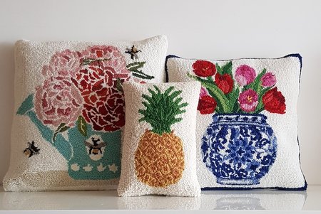 Handgeknoopt kussen met ananas - 30x20