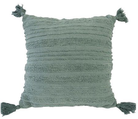 Jade kussen met kwastjes 45x45