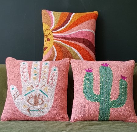 Handgeknoopt kussen met Hamsa hand - 40x40