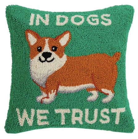 Handgeknoopt kussen In Dogs We Trust 40x40