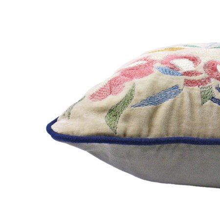 Velvet Kussen met bloemen Carly- ecru 50x50