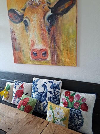 Handgeknoopt kussen met ananas - 30x20