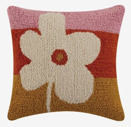 Handgeknoopt retro kussen met bloem -40x40