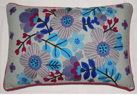 Sierkussen bloemen grijs - 40x60