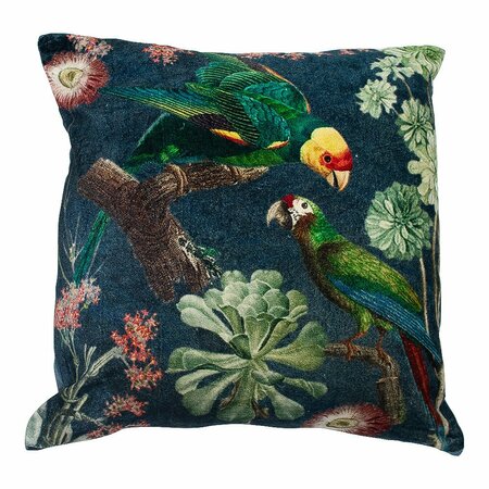 Velvet kussen met papegaaien - 45x45cm