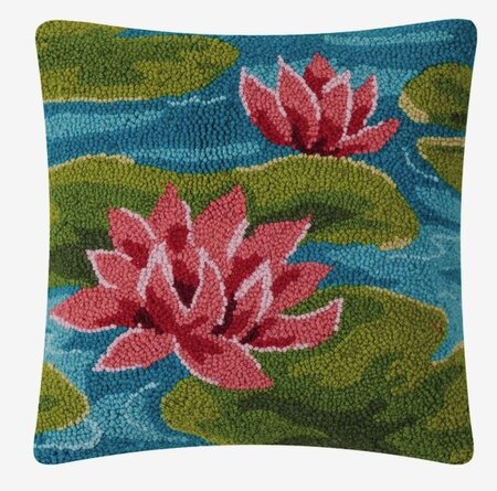 Hand-knotted cushion with lotus - 40x40 cm