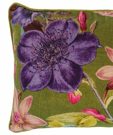 Velvet cushion with flowers Emma - 40x60