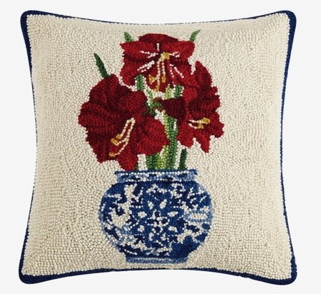 Handgeknoopt kussen Amaryllis in Vaas - 40x40