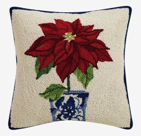 Handgeknoopt kussen met kerstster in pot - 40x40