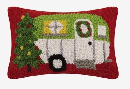 Handgeknoopt kussen met camper - 20x30