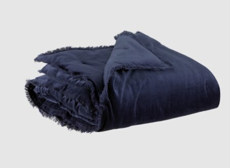Gewatteerd velvet plaid 135x200 - Donkerblauw