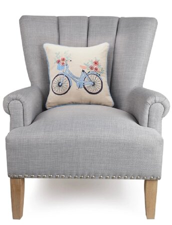  Embroidered cushion Gingham Bike