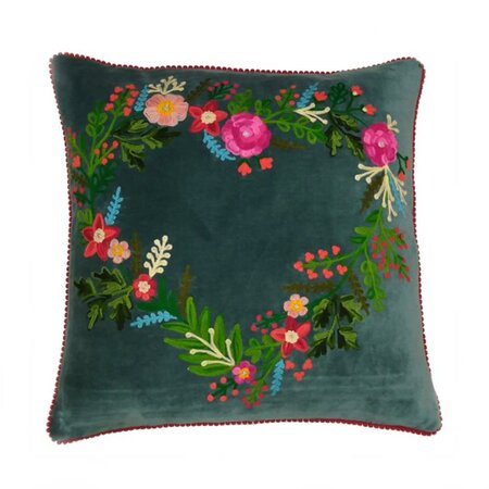 Embroidered flowers - blue