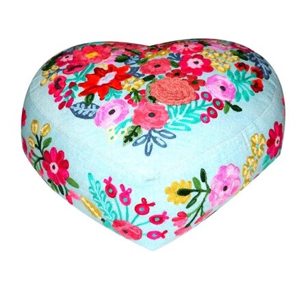 Cushion canvas heart with flowers