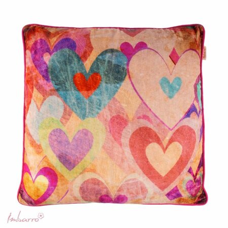 Sierkussen - Hearts Hesty - fluweel - multi -  50x50cm