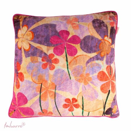 Sierkussen - Flowers Kiran - fluweel - multi - 50x50cm