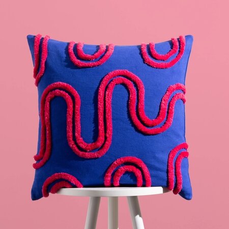 Cushion cover – Archie Tufted – Cobalt/Pink – 45x45 cm 