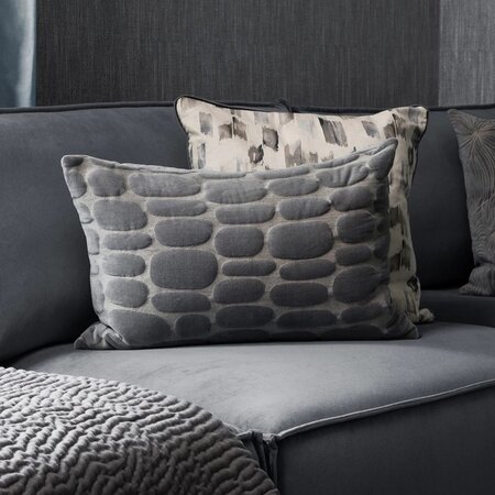 Decorative cushion cover – Boulder - Embroidered – Steel – 40x60 cm 