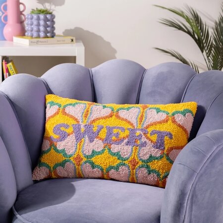 Decorative cushion – Sweet knitted – Yellow/Pink – 30x50 cm