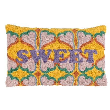 Decorative cushion – Sweet knitted – Yellow/Pink – 30x50 cm