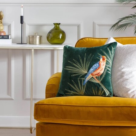 Decorative cushion cover – Odisha Exotic Bird – Emerald Green – 45x45 cm