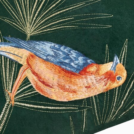 Decorative cushion cover – Odisha Exotic Bird – Emerald Green – 45x45 cm