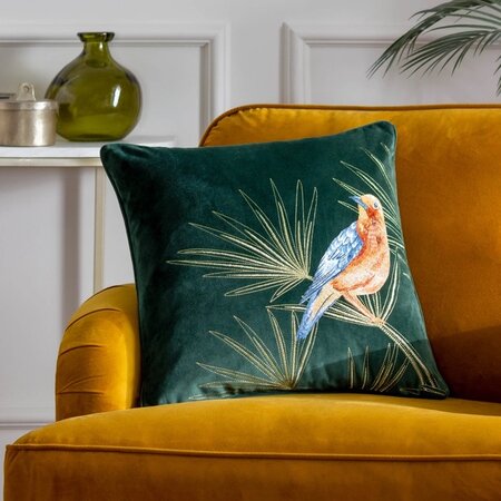 Decorative cushion cover – Odisha Exotic Bird – Emerald Green – 45x45 cm