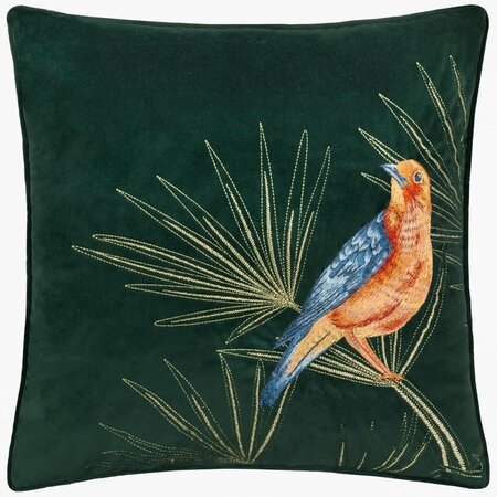 Decorative cushion cover – Odisha Exotic Bird – Emerald Green – 45x45 cm