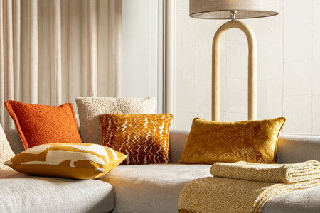 Erin – Cushion 45x45 cm – Warm Orange & Abstract Pattern 