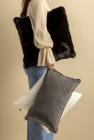 FINN – Cushion 30x50 cm – Velvet lumbar cushion – Charcoal Gray 🖤✨
